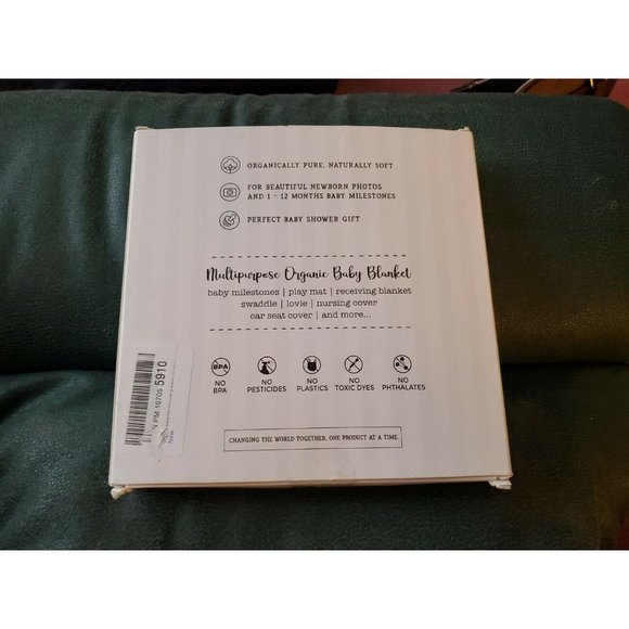 NWOB Pondering Pine Organic Baby Milestone Blanket 47”x47” New Muslin Cotton - Picture 6 of 8